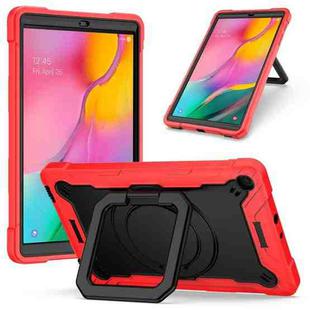 For Samsung Galaxy Tab A10.1 (2019) T510 Contrast Color Shockproof Robot Silicone + PC Case with Wristband Holder(Red + Black)
