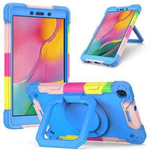For Samsung Galaxy Tab A 8.0 (2019) T290 Contrast Color Shockproof Robot Silicone + PC Case with Wristband Holder(Camouflage + Blue)