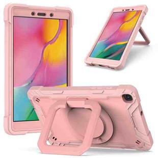 For Samsung Galaxy Tab A 8.0 (2019) T290 Contrast Color Shockproof Robot Silicone + PC Case with Wristband Holder(Rose Gold)