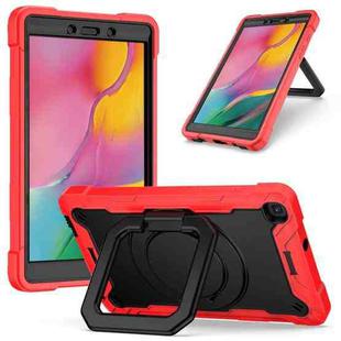 For Samsung Galaxy Tab A 8.0 (2019) T290 Contrast Color Shockproof Robot Silicone + PC Case with Wristband Holder(Red + Black)