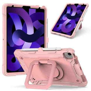 Contrast Color Shockproof Robot Silicone + PC Case with Wristband Holder For iPad Air 2022 / 2020 10.9(Rose Gold)