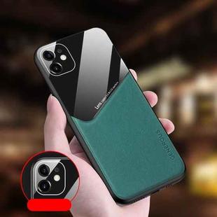 For iPhone 12 Pro All-inclusive Leather + Organic Glass Phone Case with Metal Iron Sheet(Green)