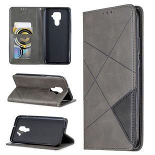 For Huawei Mate 30 Lite Rhombus Texture Horizontal Flip Magnetic Leather Case with Holder & Card Slots(Grey)