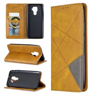 For Huawei Mate 30 Lite Rhombus Texture Horizontal Flip Magnetic Leather Case with Holder & Card Slots(Yellow)