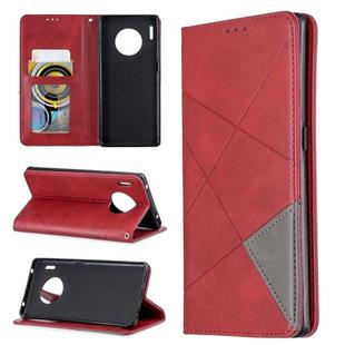 For Huawei Mate 30 Pro Rhombus Texture Horizontal Flip Magnetic Leather Case with Holder & Card Slots(Red)