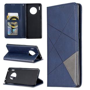 For Huawei Mate 30 Pro Rhombus Texture Horizontal Flip Magnetic Leather Case with Holder & Card Slots(Blue)