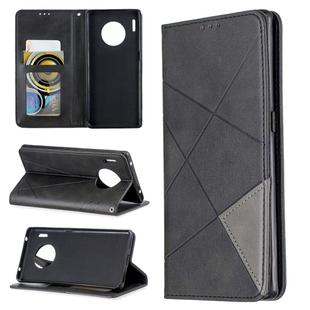 For Huawei Mate 30 Pro Rhombus Texture Horizontal Flip Magnetic Leather Case with Holder & Card Slots(Black)