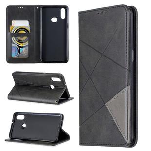 For Galaxy A10s Rhombus Texture Horizontal Flip Magnetic Leather Case with Holder & Card Slots(Grey)