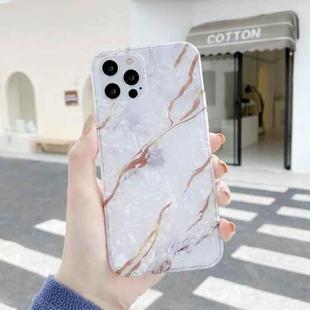 For iPhone 11 Pro Shell Texture Marble Half Edging TPU Protective Case (White)