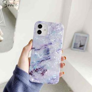 For iPhone 11 Pro Max Shell Texture Marble Half Edging TPU Protective Case (Purple)