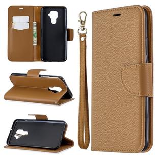 For Huawei Mate 30 Lite Litchi Texture Pure Color Horizontal Flip PU Leather Case with Holder & Card Slots & Wallet & Lanyard(Brown)