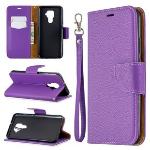 For Huawei Mate 30 Lite Litchi Texture Pure Color Horizontal Flip PU Leather Case with Holder & Card Slots & Wallet & Lanyard(Purple)