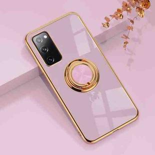For Samsung Galaxy S20 FE 6D Electroplating Full Coverage Silicone Protective Case with Magnetic Ring Holder(Light Purple)