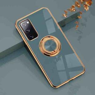 For Samsung Galaxy S20 FE 6D Electroplating Full Coverage Silicone Protective Case with Magnetic Ring Holder(Grandma Ash)