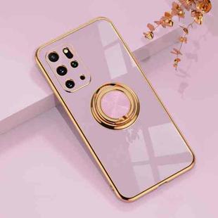 For Samsung Galaxy S20 Plus 6D Electroplating Full Coverage Silicone Protective Case with Magnetic Ring Holder(Light Purple)