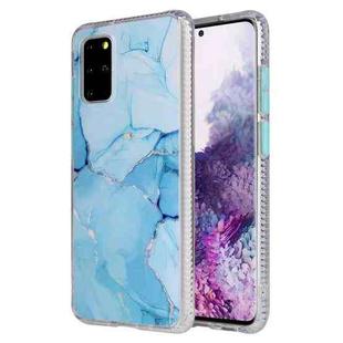 For Samsung Galaxy S20 Coloured Glaze Marble TPU + PC Protective Case(Blue)