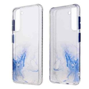 For Samsung Galaxy S21+ 5G Marble Texture TPU + PC Protective Case(White Blue)