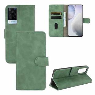 For vivo X60 5G Solid Color Skin Feel Magnetic Buckle Horizontal Flip Calf Texture PU Leather Case with Holder & Card Slots & Wallet(Green)