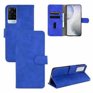 For vivo X60 5G Solid Color Skin Feel Magnetic Buckle Horizontal Flip Calf Texture PU Leather Case with Holder & Card Slots & Wallet(Blue)