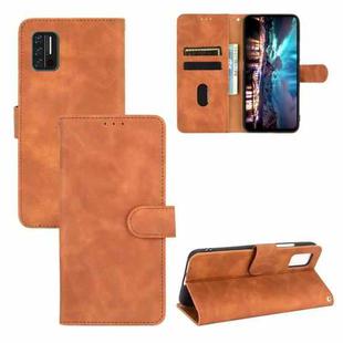 For UMIDIGI A7S Solid Color Skin Feel Magnetic Buckle Horizontal Flip Calf Texture PU Leather Case with Holder & Card Slots & Wallet(Brown)