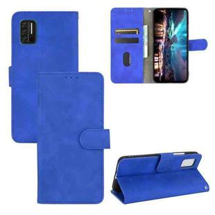 For UMIDIGI A7S Solid Color Skin Feel Magnetic Buckle Horizontal Flip Calf Texture PU Leather Case with Holder & Card Slots & Wallet(Blue)
