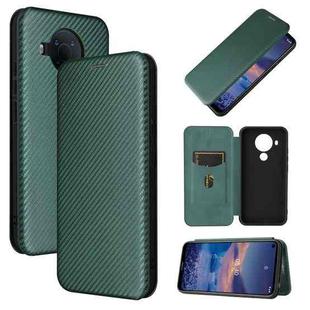 For Nokia 5.4 Carbon Fiber Texture Horizontal Flip TPU + PC + PU Leather Case with Card Slot(Green)