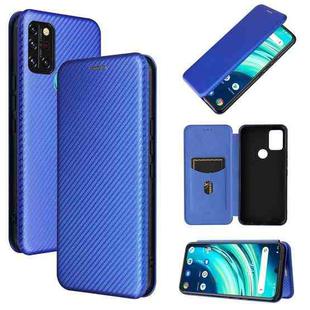For UMIDIGI A9 Pro Carbon Fiber Texture Horizontal Flip TPU + PC + PU Leather Case with Card Slot(Blue)