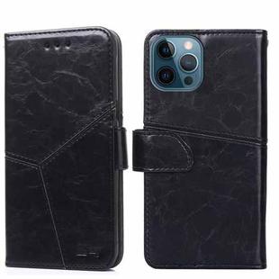 For iPhone 12 Pro Max Geometric Stitching Horizontal Flip TPU + PU Leather Case with Holder & Card Slots & Wallet(Black)