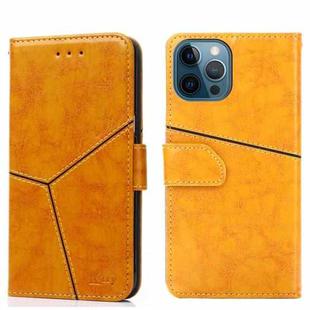 For iPhone 12 mini Geometric Stitching Horizontal Flip TPU + PU Leather Case with Holder & Card Slots & Wallet (Yellow)