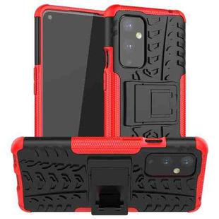 For OnePlus 9 Tire Texture Shockproof TPU+PC Protective Case with Holder(Red)