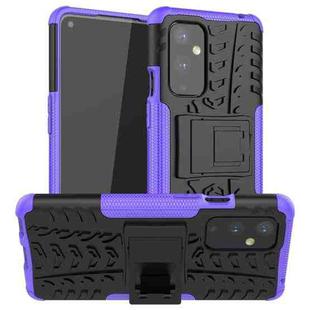 For OnePlus 9 Tire Texture Shockproof TPU+PC Protective Case with Holder(Purple)