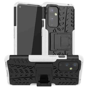 For OnePlus 9 Tire Texture Shockproof TPU+PC Protective Case with Holder(White)