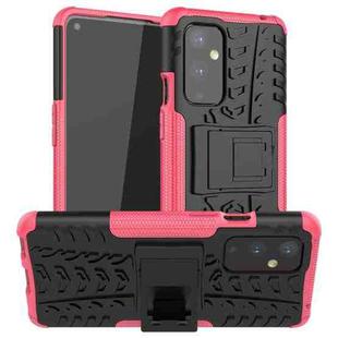 For OnePlus 9 Tire Texture Shockproof TPU+PC Protective Case with Holder(Pink)
