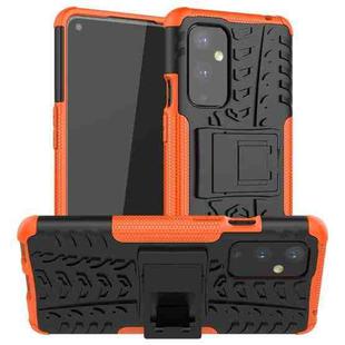 For OnePlus 9 Tire Texture Shockproof TPU+PC Protective Case with Holder(Orange)