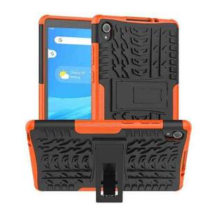 For Lenovo Tab M8 (2020) TB-8705F 8.0 inch Tire Texture Shockproof TPU+PC Protective Case with Holder(Orange)