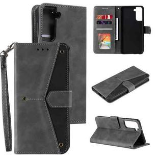 For Samsung Galaxy S21+ 5G Stitching Calf Texture Horizontal Flip Leather Case with Holder & Card Slots & Wallet(Grey)