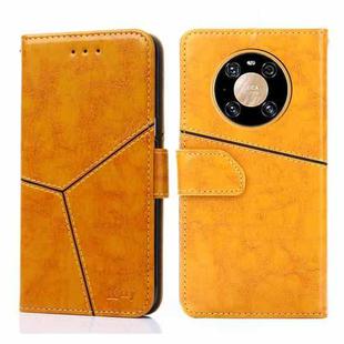 For Huawei Mate 40 Pro Geometric Stitching Horizontal Flip TPU + PU Leather Case with Holder & Card Slots & Wallet(Yellow)