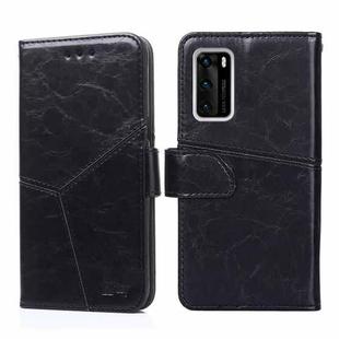 For Huawei P40 Geometric Stitching Horizontal Flip TPU + PU Leather Case with Holder & Card Slots & Wallet(Black)