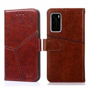 For Huawei P40 Geometric Stitching Horizontal Flip TPU + PU Leather Case with Holder & Card Slots & Wallet(Dark Brown)