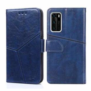 For Huawei P40 Geometric Stitching Horizontal Flip TPU + PU Leather Case with Holder & Card Slots & Wallet(Blue)