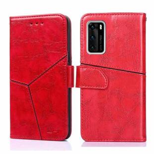 For Huawei P40 Geometric Stitching Horizontal Flip TPU + PU Leather Case with Holder & Card Slots & Wallet(Red)