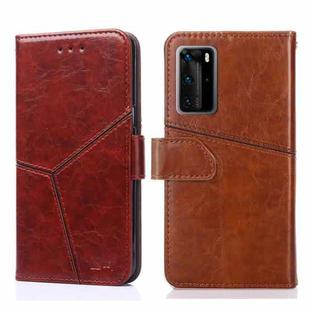 For Huawei P40 Pro Geometric Stitching Horizontal Flip TPU + PU Leather Case with Holder & Card Slots & Wallet(Dark Brown)