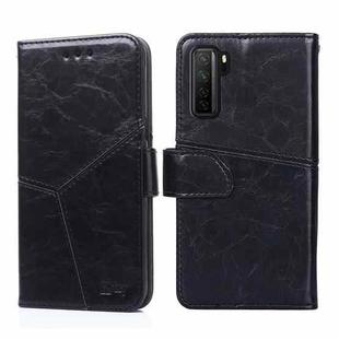 For Huawei P40 lite 5G Geometric Stitching Horizontal Flip TPU + PU Leather Case with Holder & Card Slots & Wallet(Black)