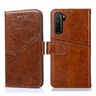 For Huawei P40 lite 5G Geometric Stitching Horizontal Flip TPU + PU Leather Case with Holder & Card Slots & Wallet(Light Brown)