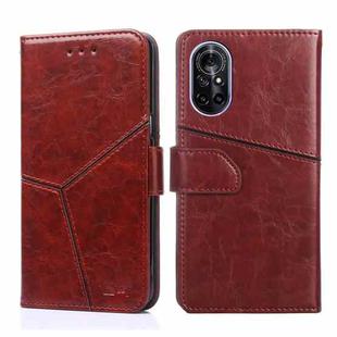 For Huawei nova 8 5G Geometric Stitching Horizontal Flip TPU + PU Leather Case with Holder & Card Slots & Wallet(Dark Brown)