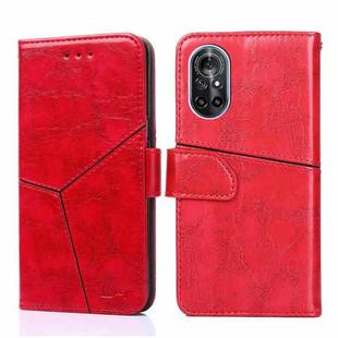 For Huawei nova 8 5G Geometric Stitching Horizontal Flip TPU + PU Leather Case with Holder & Card Slots & Wallet(Red)