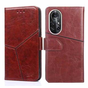 For Huawei nova 8 Pro 5G Geometric Stitching Horizontal Flip TPU + PU Leather Case with Holder & Card Slots & Wallet(Dark Brown)