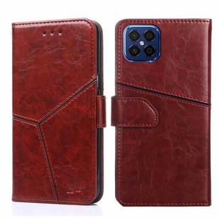 For Huawei nova 8 SE Geometric Stitching Horizontal Flip TPU + PU Leather Case with Holder & Card Slots & Wallet(Dark Brown)