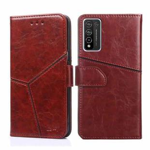 For Huawei Honor 10X Lite Geometric Stitching Horizontal Flip TPU + PU Leather Case with Holder & Card Slots & Wallet(Dark Brown)