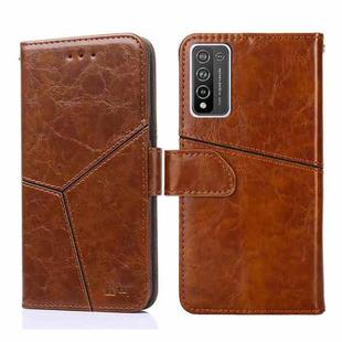 For Huawei Honor 10X Lite Geometric Stitching Horizontal Flip TPU + PU Leather Case with Holder & Card Slots & Wallet(Light Brown)